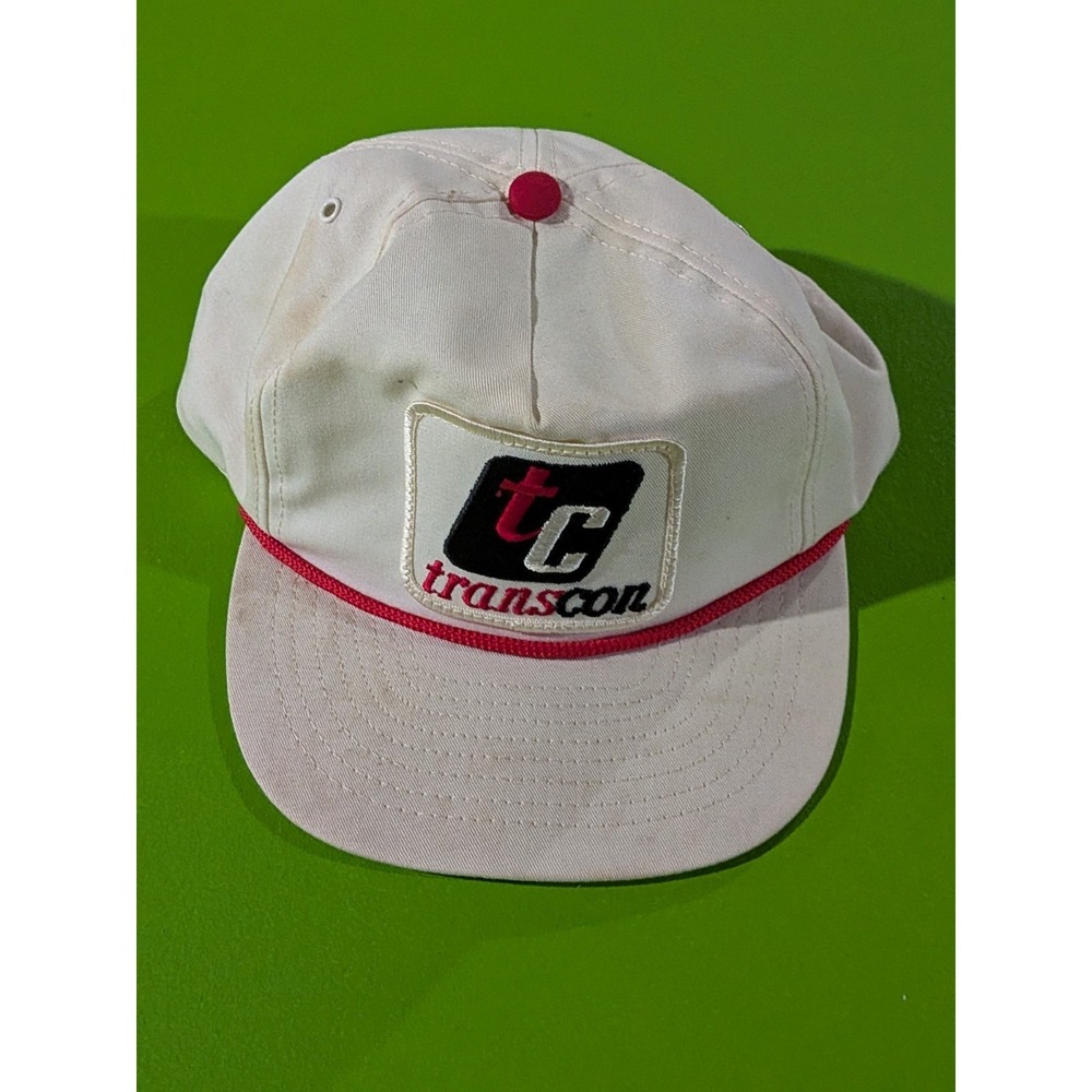 Vintage Transcon Rope Trucker Hat‎ Dirty White OSFM USA Made Vintage